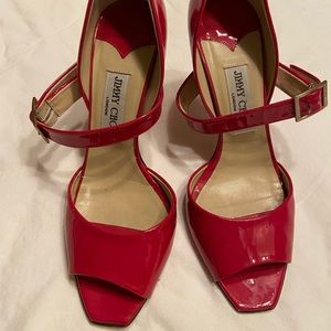 Jimmy Choo hot pink strappy heel, barely ever worn